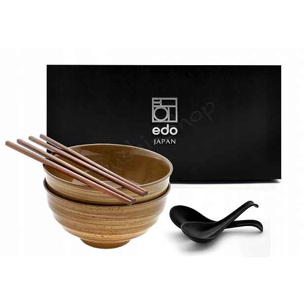 Sada 2 misek s lžícemi a paličkami Udon Masutado 17 cm 800 ml Box