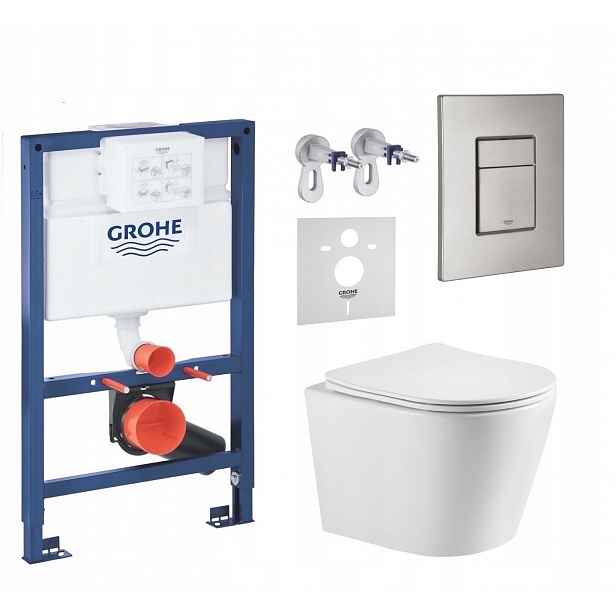 Sada Wc Grohe 820 mm s mísou Wc Imprese Elanta a tlačítkem ocel matná