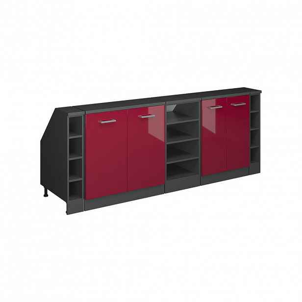 Vicco ŠATNÍ SESTAVA PRO ŠIKMÉ STŘECHY Rion Červená vysoký lesk 210 cm Sada 5 korpusů skříně hloubka 60 cm