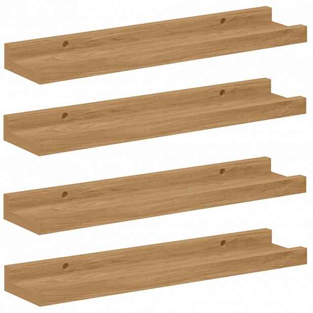 vidaXL Nástěnná polička 4 ks Hnědá 40 x 9 x 3 cm Kompozitní dřevo