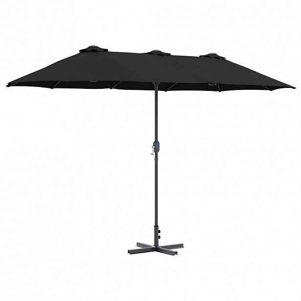 vidaXL Zahradní slunečník 370 x 197 x 239 cm Polyester a hliník Černá