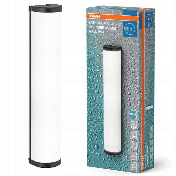 Nástěnná koupelnová lampa Svítidlo E14 Černá IP44 Koupelna Osram