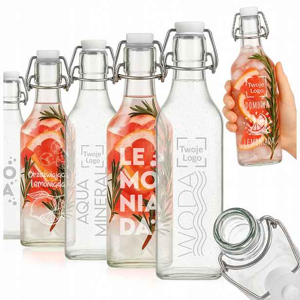 10 Ks Skleněná Láhev 1000 ML Na Vodu Likéry Lemonádu Na Vodu S Logem Na Přání