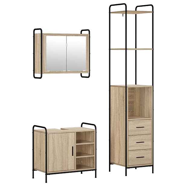 vidaXL Sada koupelnových skříněk 3 ks Dub sonoma 40 x 36 x 200,5 cm