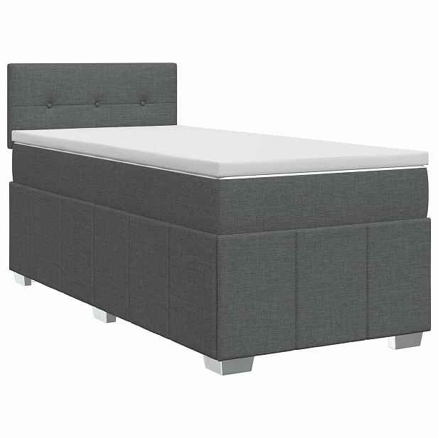 vidaXL Postel boxspring s matrací s čelo Tmavě šedá 90 x 190 cm Textil