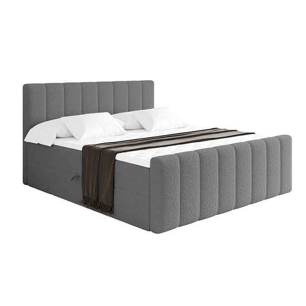 ALTDECOR KONTINENTÁLNÍ POSTEL s matrací H4 - OTTA-Z - 200x200 cm Šedá