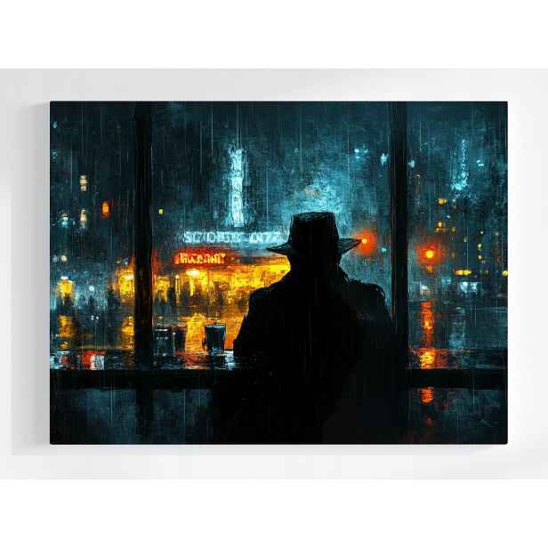 Plakát Postava Muž Město Déšť Liják Noc 100x75