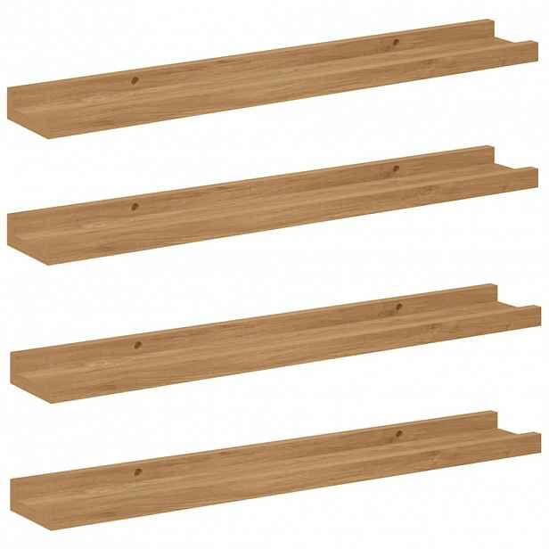 vidaXL Nástěnná polička 4 ks Hnědá 60 x 9 x 3 cm Kompozitní dřevo