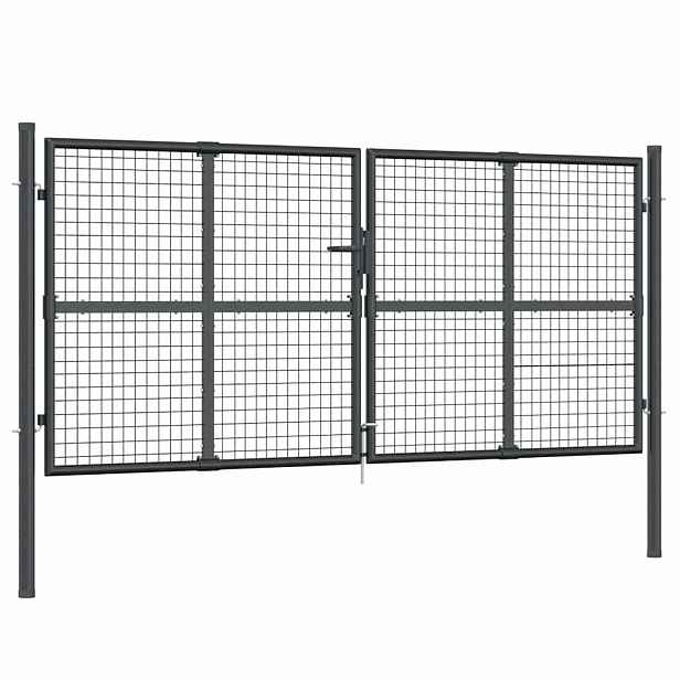 vidaXL Pletivá zahradní branka antracitová 300 x 125 cm pozinkovaná ocel