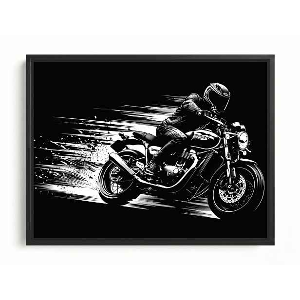 Rám Na Obraz Americká Krabice Dynamický Motocykel Rychlost Černobílý 80x60