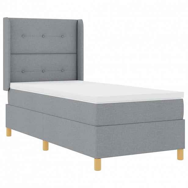 vidaXL Postel s boxspringem s čelo Světle šedá 100 x 200 cm textil