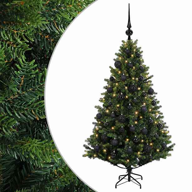 vidaXL Umělý vánoční stromek s baňkami 120 cm 150 LED Teplá bílá