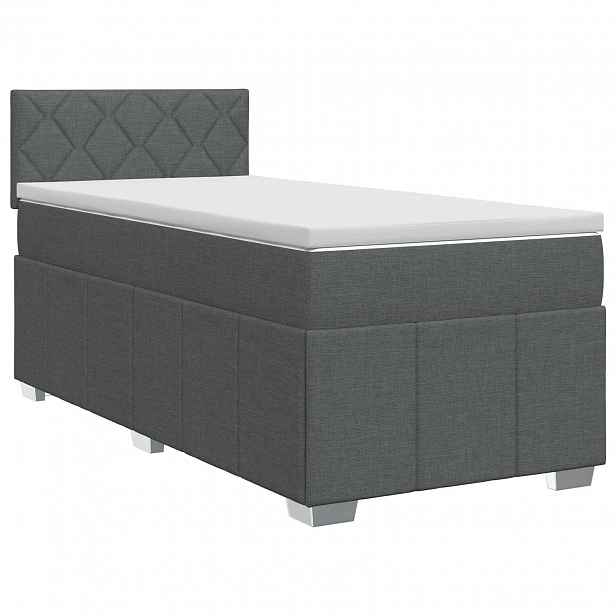 vidaXL Postel boxspring s matrací s čelo Tmavě šedá 90 x 190 cm Textil
