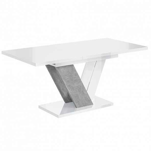 ALTDECOR VÝSUVNÝ jídelní stůl 120–160 × 80 × 75 cm – White Gloss / Stone – CLASI