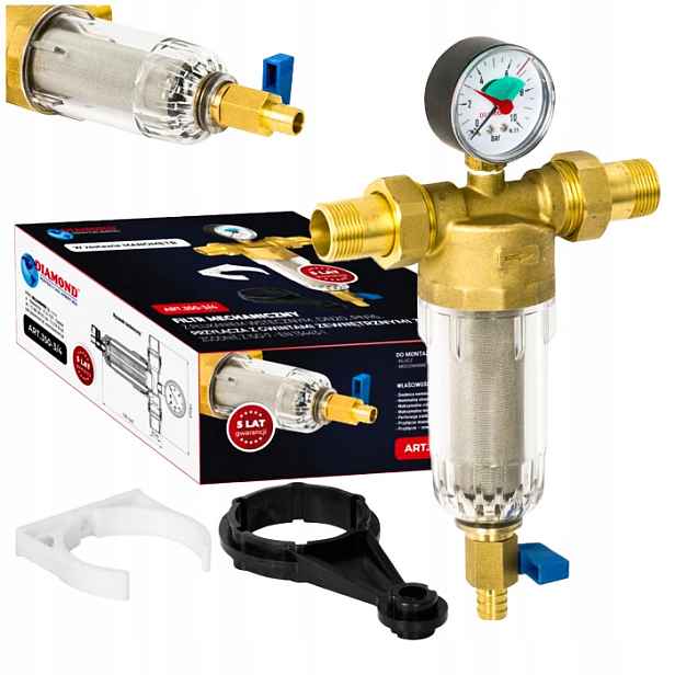 Filtr Na Vodu 3/4" DN20 Mechanický Samočistící S Manometrem A Oplachováním