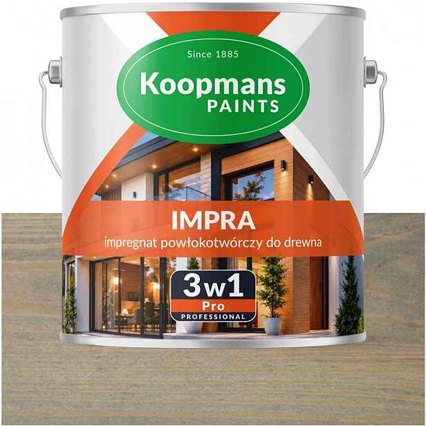 Koopmans Impra 3v1 Pro Lazura na fasádní dřevo 228 Topola Šedá 2,5L
