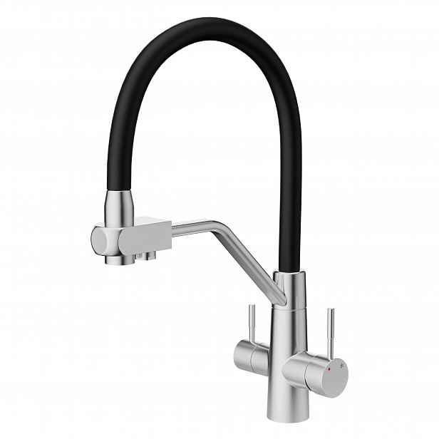 Kuchyňská Baterie Třícestná Vytahovací Sprcha Inox 360° 430 MM