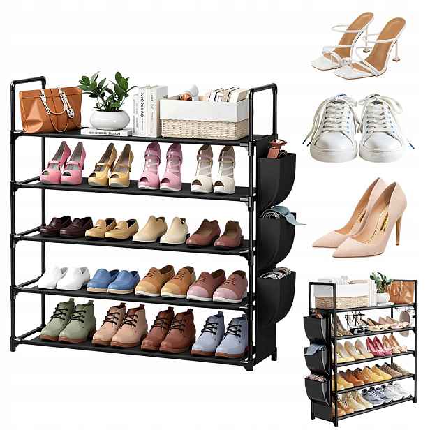 Organizér na boty 5 úrovní 85 cm s 5 kapsami do předsíně a garáže