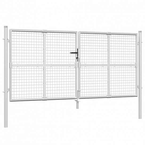 vidaXL Pletivá zahradní branka stříbrná 300 x 125 cm pozinkovaná ocel
