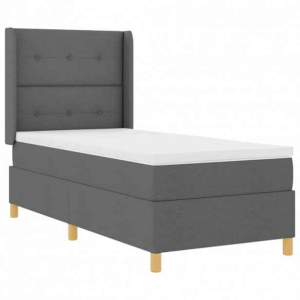 vidaXL Postel s boxspringem s LED pásky Šedá 100 x 200 cm textil