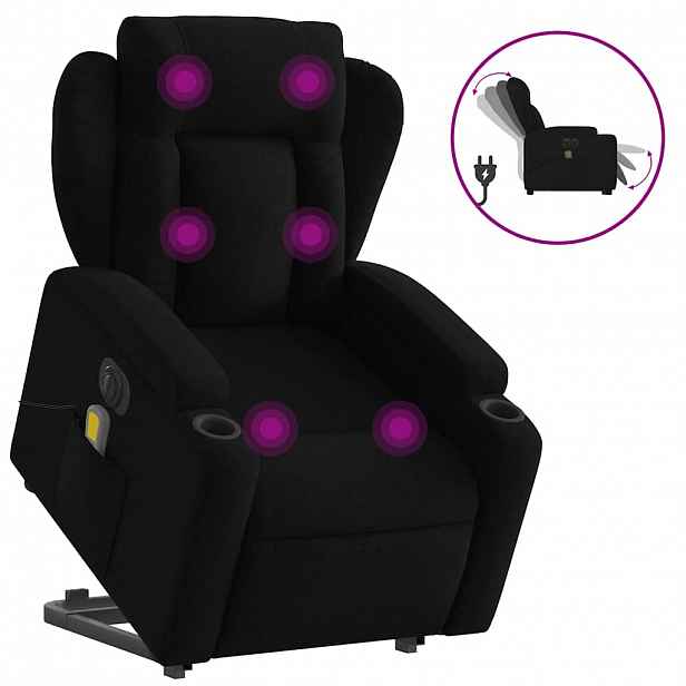 vidaXL Elektrické zvedací masážní polohovací křeslo černé textil