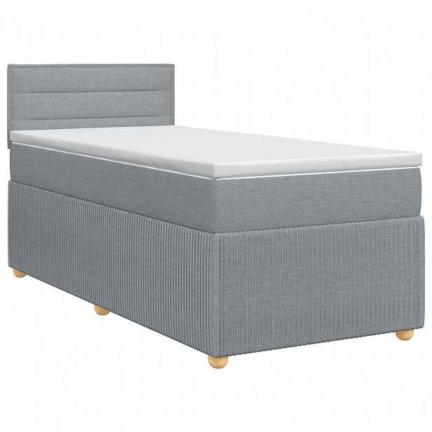 vidaXL Postel boxspring s matrací Světle šedá 80 x 200 cm Textil