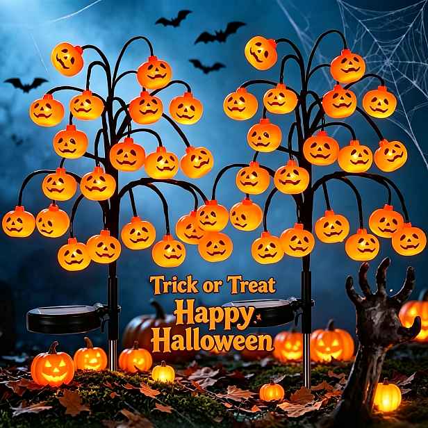 TEMU 1 ks Halloweenská solární dýňová lampa, 20 ks LED venkovních dekorativních dýňových světel na cestu, šplhací světla, vhodné pro dvůr, nákupní,