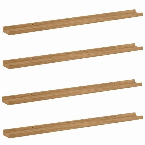 vidaXL Nástěnná polička 4 ks Hnědá 100 x 9 x 3 cm Kompozitní dřevo
