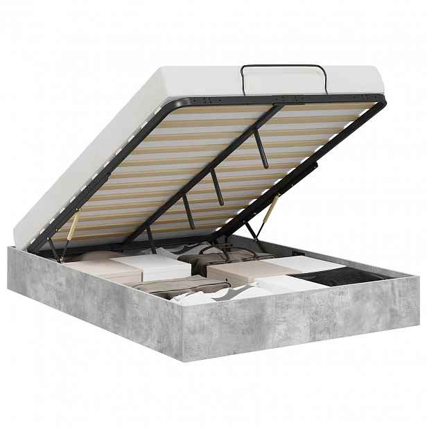 vidaXL Ottoman postel Betonově Šedá 150 x 200 cm Dřevěný materiál