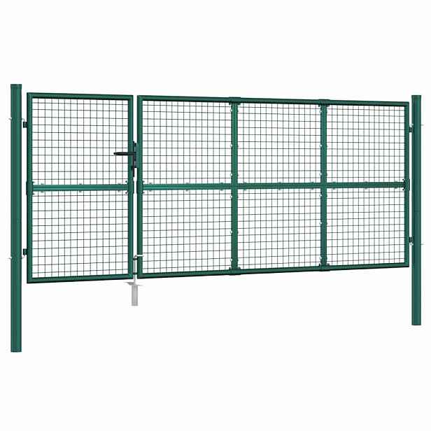 vidaXL Pletivá zahradní branka zelená 350 x 125 cm pozinkovaná ocel