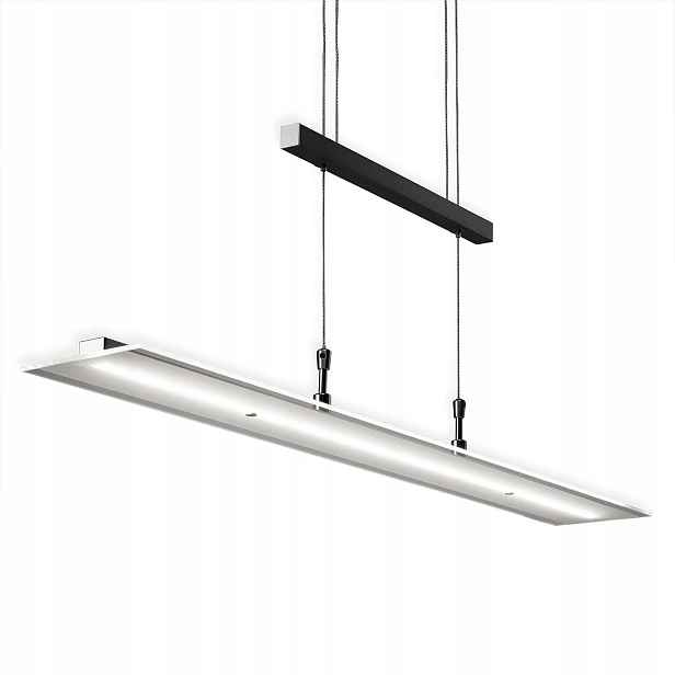 Závěsná stropní Led lampa 85 cm 3000 K nad stůl, skleněná deska, černá