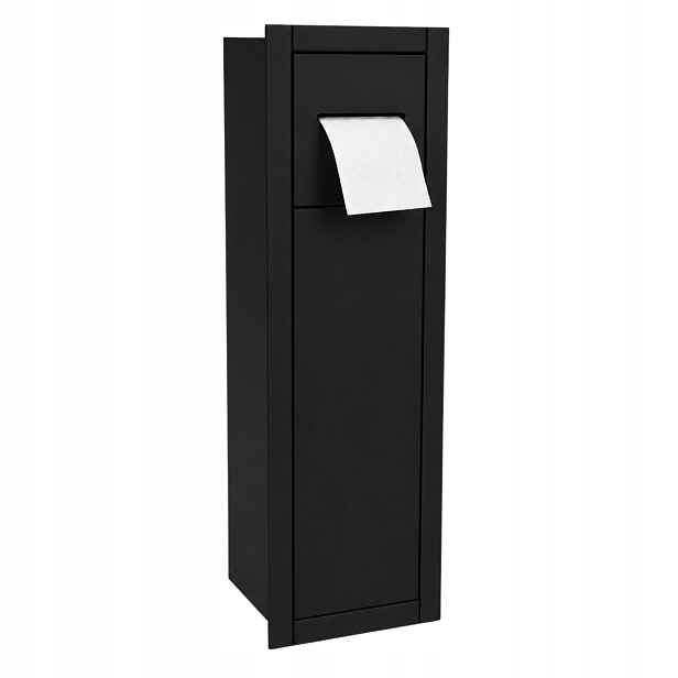 Wc Podomítková Skříňka 28x79 CM Push Open Úložný Prostor Na Papír Černý Mat Pravá