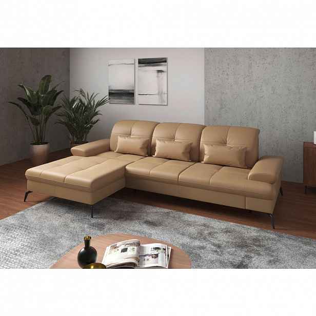 Sit & More ROHOVÁ SEDAČKA, textil, kůže, cappuccino
