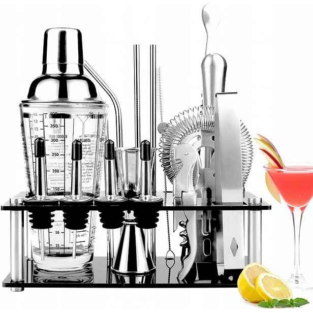 Barmanský Set Na Nápoje 6 Ks Shaker 750 ML Muddler Jigger Nalévač Lžíce