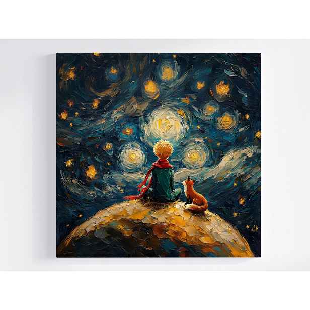 Obraz Na Plátně Obraz Na Plátně Malý Princ Chlapeček Liška Planeta Van Gogh 50x50