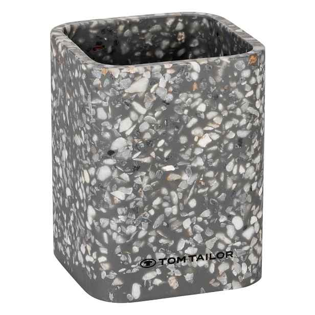 Šedý kelímek na zubní kartáčky z polyresinu Tom Tailor T-Terrazzo – Wenko