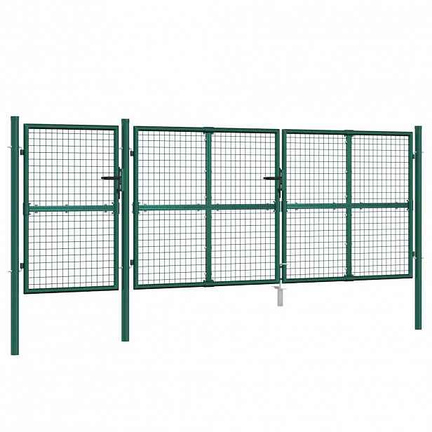 vidaXL Pletivá zahradní branka zelená 400 x 125 cm pozinkovaná ocel