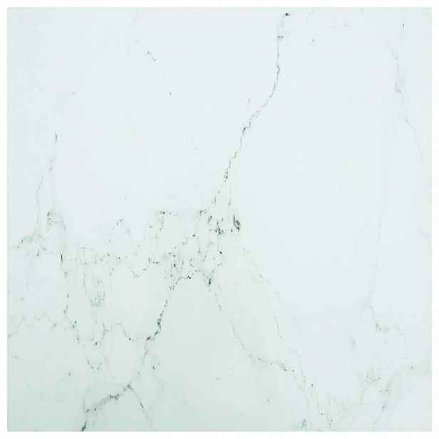 vidaXL Stolní deska bílá 80 x 80 cm 6 mm tvrzené sklo mramorový design