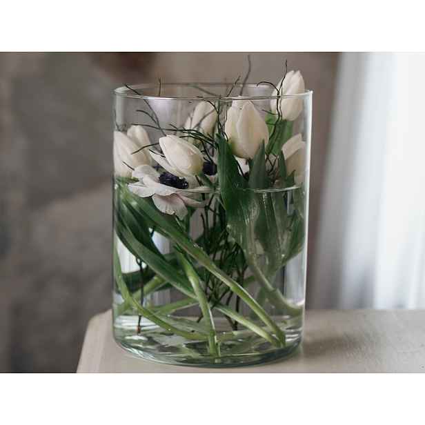 Skleněná váza 19x25 cm, průhledná válcová