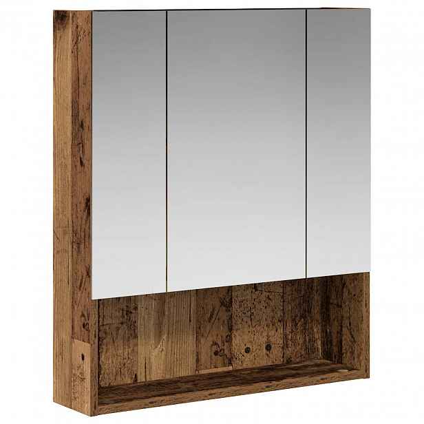 vidaXL Koupelnová zrcadlová skříň Staré dřevo 60 x 14.5 x 70 cm