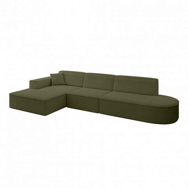 ALTDECOR ROHOVÁ SEDACÍ SOUPRAVA s otomanem vlevo IREA-L2-v4 – 327 x 165 x 77 cm, zelená