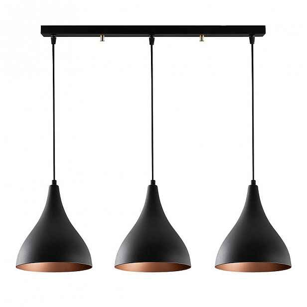Černé stropní svítidlo pro 3 žárovky Opviq lights Berceste Long