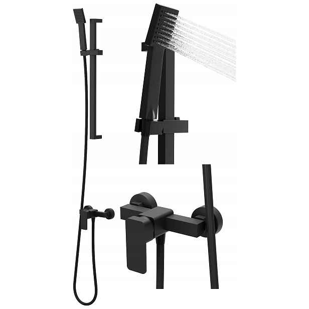 Sprchový Set Černý Baterie Se Sprchou Sprchová Hlavice Tyčí Veri ZN3