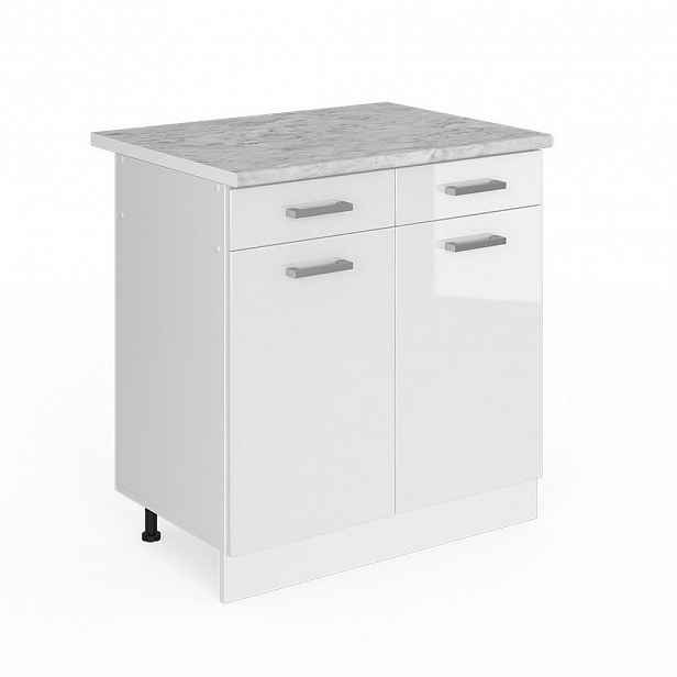 Vicco UNIVERZÁLNÍ ZÁKLADNÍ JEDNOTKA R-Line Bílá vysoký lesk 80 cm se zásuvkami a dvířky, s pracovní deskou