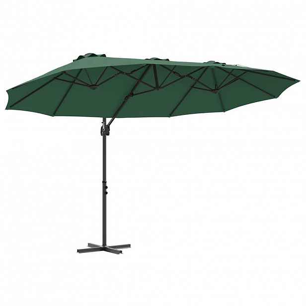 vidaXL Slunečník Zelená 372 x 198 x 243 cm Polyester a hliník