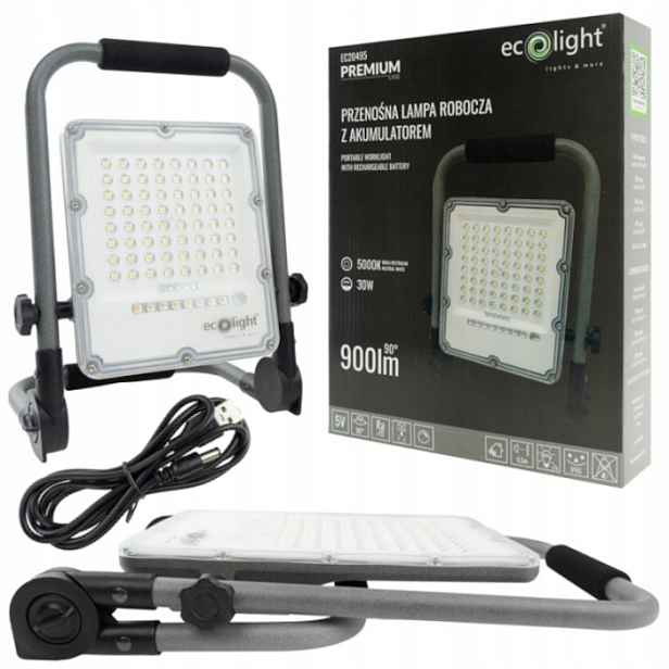 Silný přenosný halogenový Led reflektor 30W s akumulátorovým osvětlením