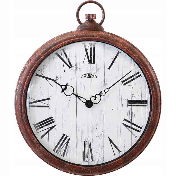 Hnědé Čitelné Nástěnné Hodiny Prim Antik E01P.4458.6300 34 cm