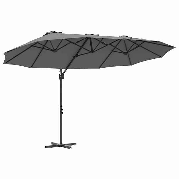 vidaXL Slunečník Antracit 372 x 198 x 243 cm Polyester a hliník