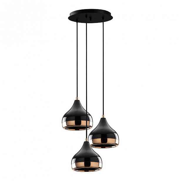 Závěsné svítidlo v černo-měděné barvě pro 3 žárovky Opviq lights Yildo