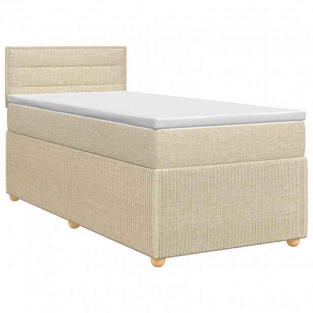 vidaXL Postel boxspring s matrací s čelo Krémová 80 x 200 cm Textil